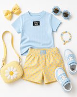 Lulu Mac Butter/Light Blue Polka Dot Short | Youth - Teigan & Co
