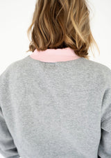 Lulu Mac Puff Mock Neck Sweatshirt - Grey/Light Pink | Women's - Teigan & Co