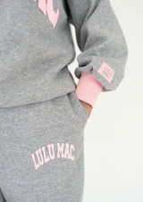 Lulu Mac Puff Mock Neck Sweatshirt - Grey/Light Pink | Women's - Teigan & Co