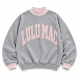 Lulu Mac Puff Mock Neck Sweatshirt - Grey/Light Pink | Women's - Teigan & Co
