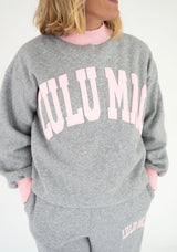Lulu Mac Puff Mock Neck Sweatshirt - Grey/Light Pink | Women's - Teigan & Co