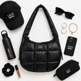 Lulu Mac Puffer Metallic Tote- Matte Black - Teigan & Co
