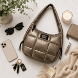 Lulu Mac Puffer Metallic Tote- Olive - Teigan & Co