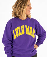Lulu Mac Purple/Yellow-Stitch Crewneck | Women's - Teigan & Co