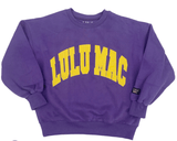 Lulu Mac Purple/Yellow-Stitch Crewneck | Women's - Teigan & Co