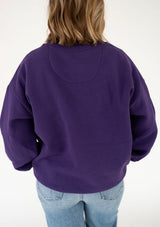 Lulu Mac Purple/Yellow-Stitch Crewneck | Women's - Teigan & Co