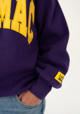 Lulu Mac Purple/Yellow-Stitch Crewneck | Women's - Teigan & Co