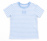 Lulu Mac Stripe Mono-Tag Baby Doll Tee- Light Blue | Women's - Teigan & Co