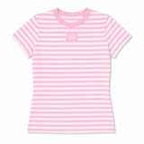 Lulu Mac Stripe Mono-Tag Baby Doll Tee- Light Pink | Women's - Teigan & Co