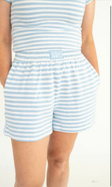 Lulu Mac Stripe Mono-Tag Short-Light Blue | Women's - Teigan & Co