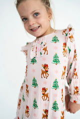 Merry Little Reindeer Bamboo Pajama Gown | Toddler & Youth - Teigan & Co