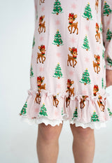 Merry Little Reindeer Bamboo Pajama Gown | Toddler & Youth - Teigan & Co