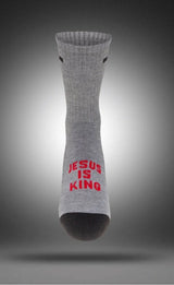 Pathos Sock: "Jesus is King" Grey, Black & Red - Teigan & Co