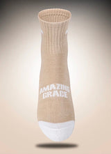 Pathos Socks: “Amazing Grace" Tan with White - Teigan & Co