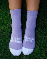 Pathos Socks: “Be Still" Lavender & White - Teigan & Co
