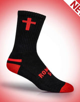 Pathos Socks: “By His Blood" Black with Red - Teigan & Co