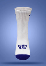 Pathos Socks:" John 3:16" White & Royal Blue - Teigan & Co