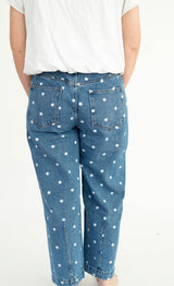 Peach Love California Polka Dot Twill Denim Barrel Pants | Women's - Teigan & Co
