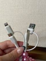 Pearly Pink Beaded 4 - in - 1 Charging Cable - Teigan & Co