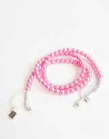 Pearly Pink Beaded 4 - in - 1 Charging Cable - Teigan & Co