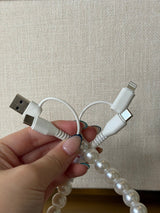 Pearly White Beaded 4 - in - 1 Charging Cable - Teigan & Co