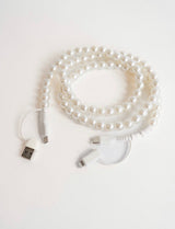 Pearly White Beaded 4 - in - 1 Charging Cable - Teigan & Co