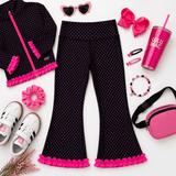 Pink Dot Ruffle Flare Leggings - Teigan & Co
