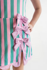 Pink & Green Stripped Bow Athletic Dress Set | Toddler & Youth - Teigan & Co