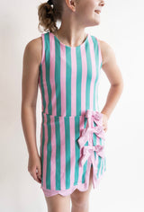 Pink & Green Stripped Bow Athletic Dress Set | Toddler & Youth - Teigan & Co