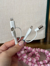 Pink Hearts Beaded 4 - in - 1 Charging Cable - Teigan & Co
