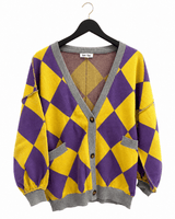 Purple & Gold Gameday Argyle Cardigan | Women's - Teigan & Co