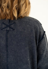 Ravens Patch Acid Washed Exposed Seam Sweatshirt - Teigan & Co