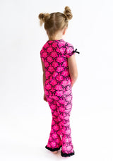 RuffleButts Neon Pink Bow Flared Leggings | Toddler & Youth - Teigan & Co