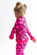 RuffleButts Neon Pink Bow Jacket | Toddler & Youth - Teigan & Co
