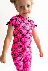 RuffleButts Neon Pink Bow Tee | Toddler & Youth - Teigan & Co