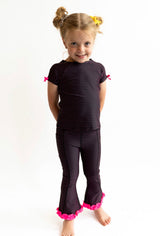 RuffleButts Pink Dot Bow Athletic Tee | Toddler & Youth - Teigan & Co