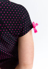 RuffleButts Pink Dot Bow Athletic Tee | Toddler & Youth - Teigan & Co