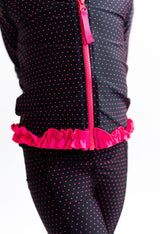 RuffleButts Pink Dot Ruffle Performance Jacket | Toddler & Youth - Teigan & Co