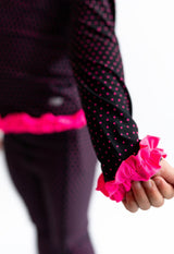RuffleButts Pink Dot Ruffle Performance Jacket | Toddler & Youth - Teigan & Co