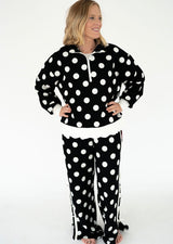 Simply Southern Scallop Black and White Polka Dot Quarter Zip | Women's - Teigan & Co