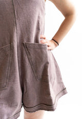 Simply Southern Washed Two Pocket Romper - Dark Grey | Women's - Teigan & Co