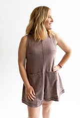 Simply Southern Washed Two Pocket Romper - Dark Grey | Women's - Teigan & Co