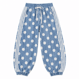 Soft Washed Polka Dot Four Stripe Track Jogger Pants | Women's - Teigan & Co