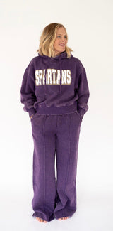 Spartan Patch Acid Wash Crop Hoodie | Women's - Teigan & Co