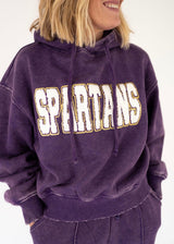 Spartan Patch Acid Wash Crop Hoodie | Women's - Teigan & Co