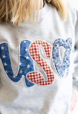 Stars & Gingham USA Patch Crewneck | Women's - Teigan & Co