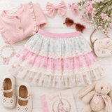 Sweet Wink Floral & Lace Tiered Tutu Skirt - Teigan & Co