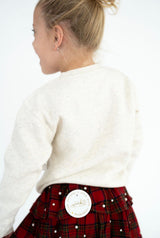 Sweet Wink Merry Tartan Patch Christmas Sweatshirt | Toddler & Youth - Teigan & Co