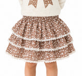 Sweet Wink Mocha Floral Skort | Toddler & Youth - Teigan & Co