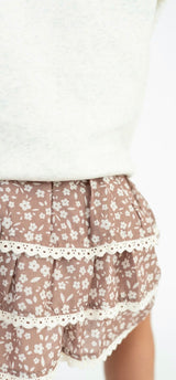 Sweet Wink Mocha Floral Skort | Toddler & Youth - Teigan & Co